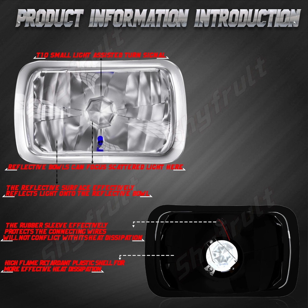 7x6 5x7 LED Headlight Hi-Lo Beam fit Ford E-100 E-150 E-250 E-350 Econoline