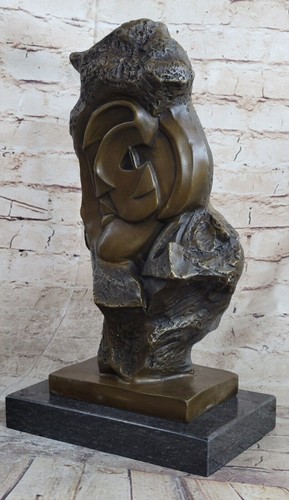 Abstrakte Bronze Gesicht Skulptur Marmorsockel Modern Kubismus Wohndeko Statue Kunst - Bild 3 von 10
