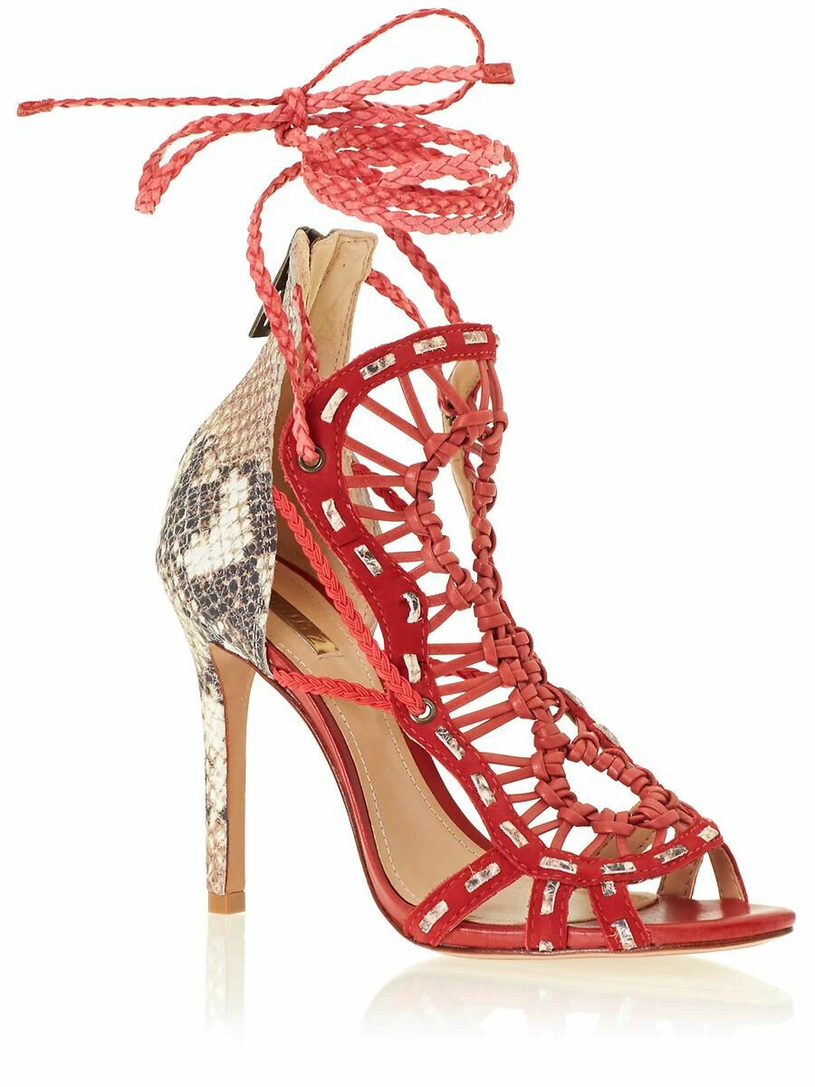 Snake ankle wrap suede sandal sale