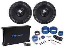  2 Rockville W12K6D2 V2 12" 4800w Car Audio Subwoofers Mono Amplifier Amp Kit