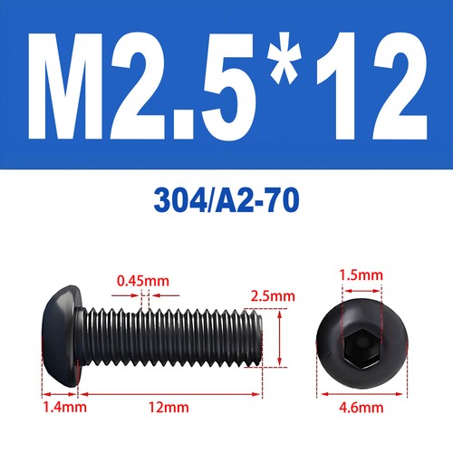 Schwarze Innensechskant Linsenkopfschrauben A2 V2A Edelstahl ISO 7380 M2 - M10 - Bild 18 von 121
