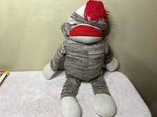 Sock Monkey Plush Large Toy 27" Brown Large Stuffed Animal 2011