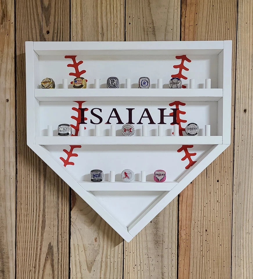 Soporte de anillo de placa de béisbol. Vitrina campeonato 27 anillos personalizada Foto 4 de 4