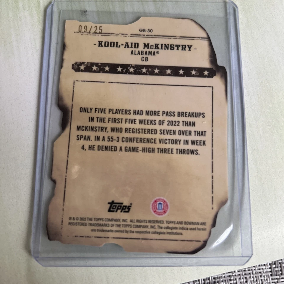 🏈 2022 Bowman Best University BANDITS ORANGE Refractor Kool-Aid McKinstry 9/25 - Image 2 of 2