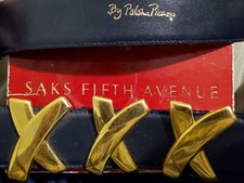 Paloma Picasso Women's Blue Leather XXX Belt Vintage 70s/80s Size L80