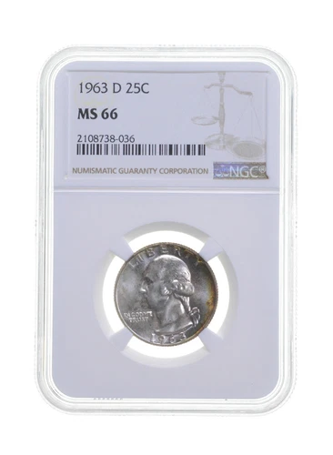 MS66 1963-D Washington Quarter - Graded NGC Insane Color *4216