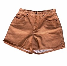 Bill Blass Jeans Womens 10 Denim Orange Pin-Stripe Mom Shorts Mid-Rise VTG