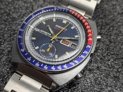 Vintage Seiko Speedtimer 6139 6000 Automatic Chronograph Pepsi Bezel For Parts
