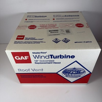 GAF Master Flow 12  GTH12EWW Wind Turbine Roof Vent Replacement Head Galvanized
