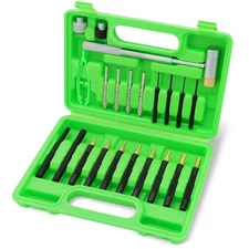 SWANLAKE 22PC Punch Set and Hammer with Brass, Hollow, Steel, Plastic Punches...