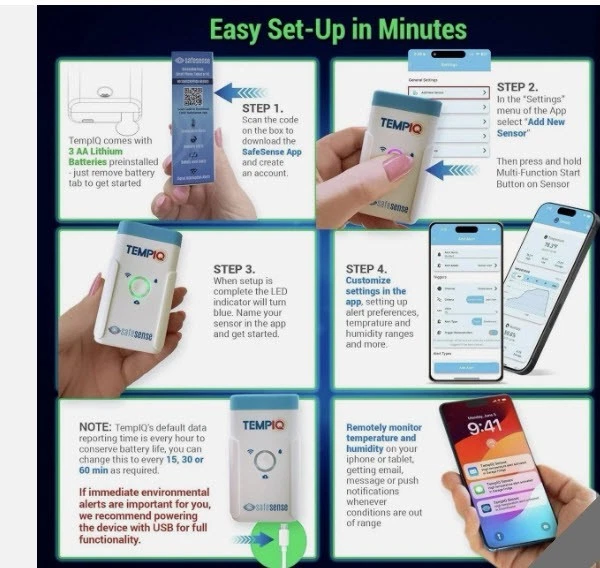 TEMPIQ*WiFi Temperature & Humidity Sensor App Integration*Alerts*Sense*NOS (G) - Image 3 of 4