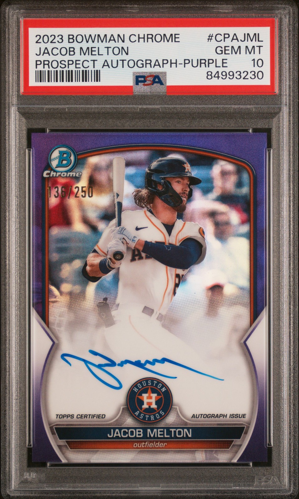 2023 BOWMAN CHROME PRSPCT AUTOS #CPAJML JACOB MELTON 136/250 PSA 10 AUTO