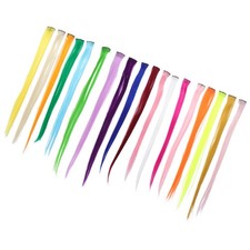 18 Pcs One Piece Hair Clip Colorful Seamless Hair Pieces Long Hair Extensions