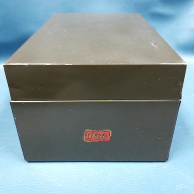 VTG Weis USA 8.5x5.5x4'' Green Steel Card Recipe Bills File Box w Label