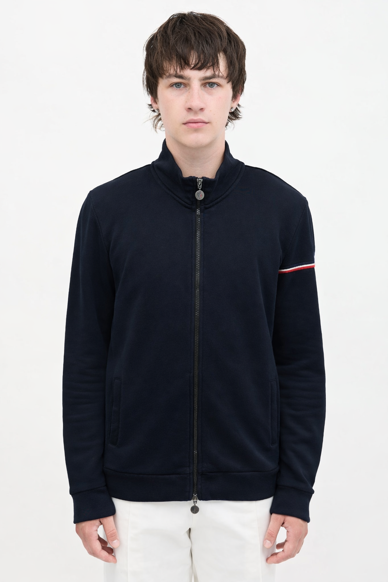 SELENNN　MONCLER MAGLIA CARDIGAN $900 MONCLER Maglia Cardigan men's full zip Track Jacket - Navy