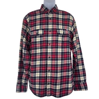 Jack & Jones Vintage Clth Co Plaid Flannel Shirt XL Cotton Heritage Workwear Red