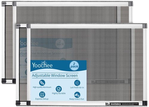Yoochee Expandable Window Screen, 2 Pack Adjustable Window Screen 15" H x 21"... - Picture 1 of 9