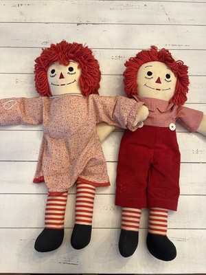 Vintage Large 24  Raggedy Ann & Andy Knickerbocker Annabelle Love 1960s