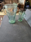 Vintage Coca Cola Coke Green Glass Pitcher 10.5" High