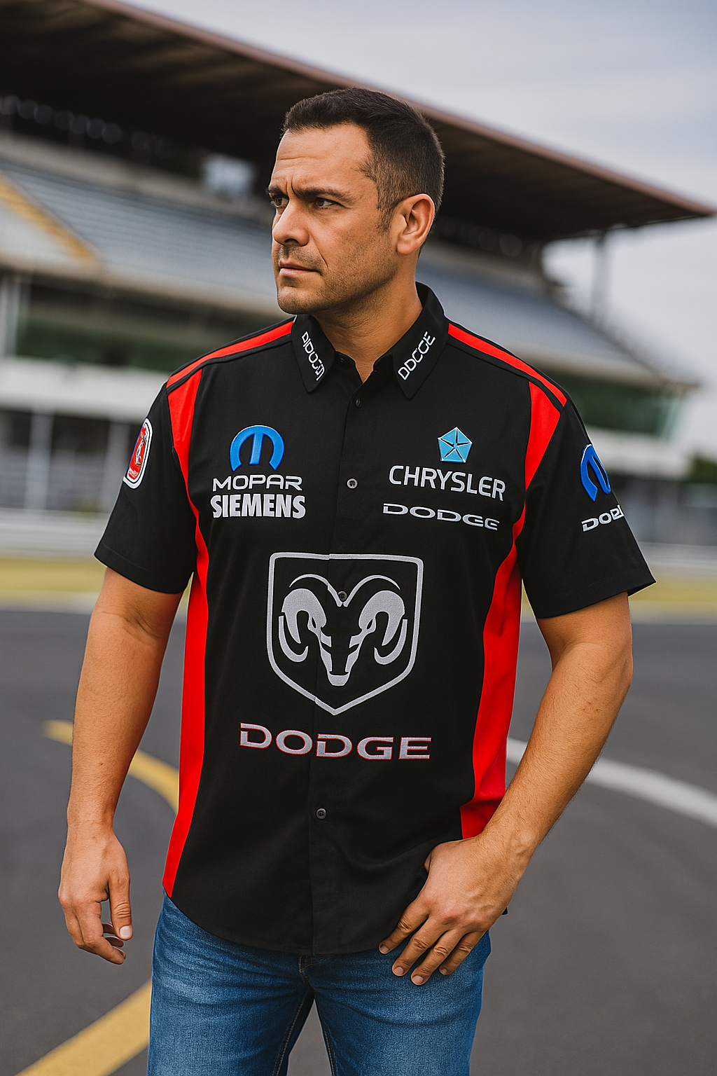 Dodge Racing Team Style Shirt – Black/Red – Premium Custom Motorsport Design XL