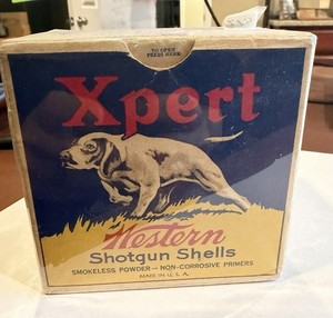 Vintage Western Xpert 12 Gauge, 2 3/4", OO BuckShot Cardboard Empty Shell Box