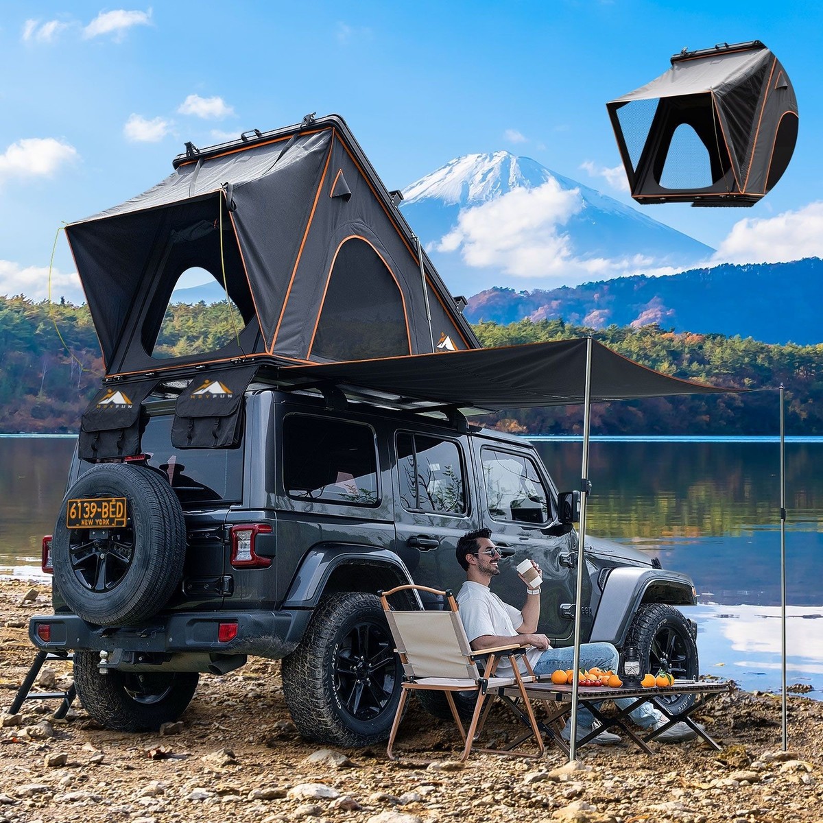 Explorer Pro Rooftop Tent Hard Shell with USB Outlet, Side Awning