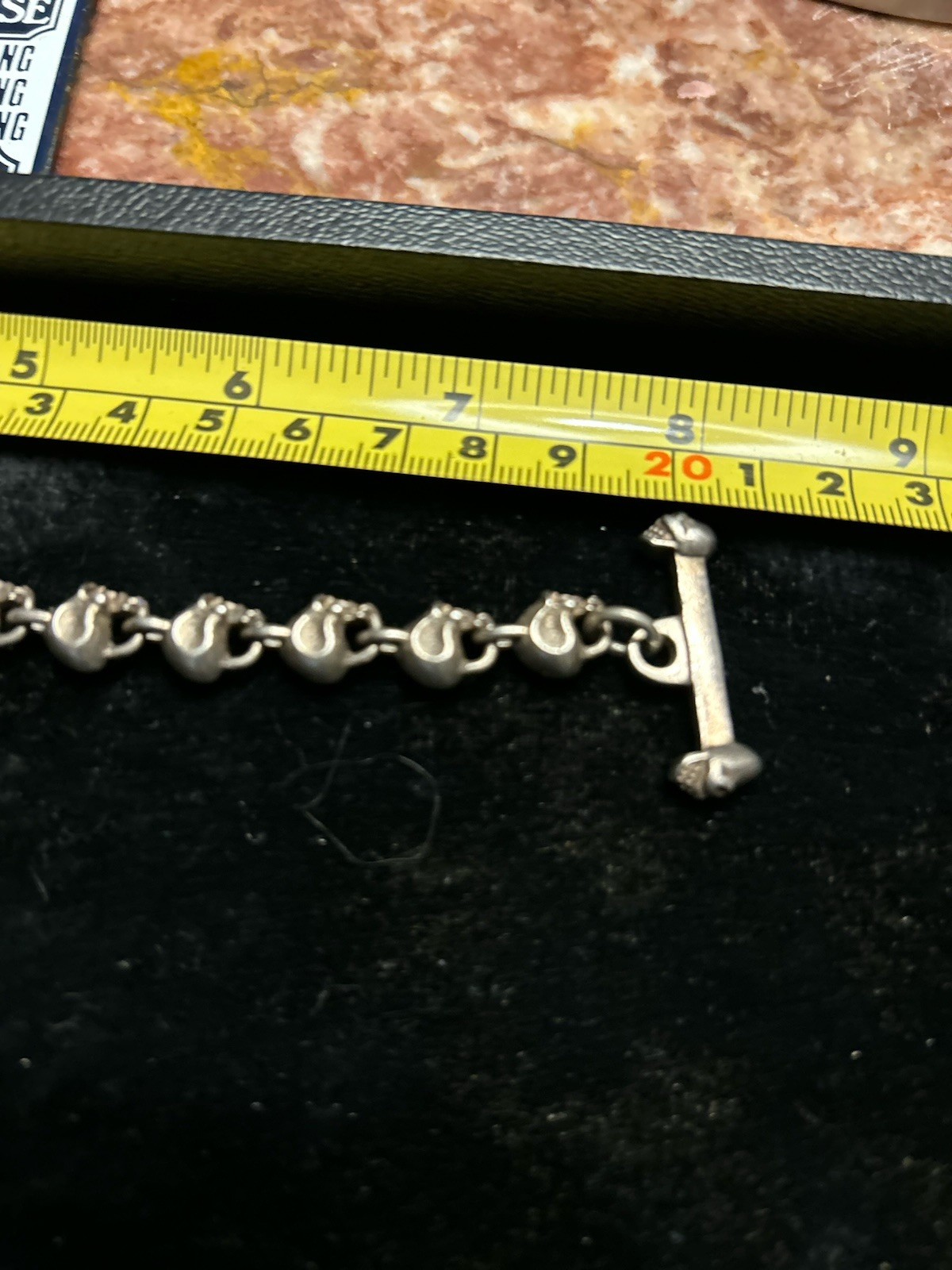 Heavy Solid Sterling Silver Skull Link Biker 8” G… - image 6