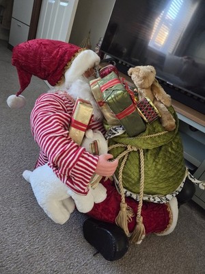 Großer traditioneller roter Samt sitzender Weihnachtsmann Weihnachtsmann 36 Zoll