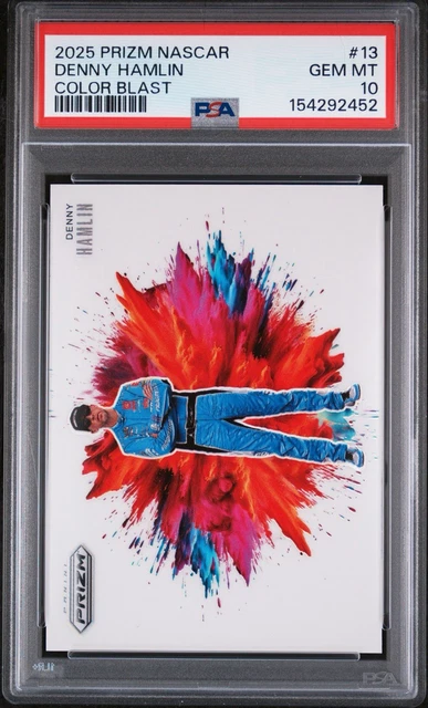 2025 Panini Prizm NASCAR Denny Hamlin Color Blast PSA 10 Pop 2