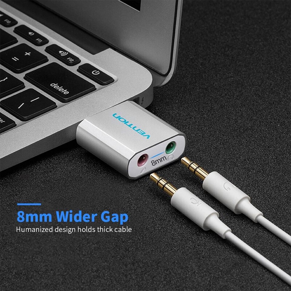 2-VENTION USB External Sound Card With 3.5mm Stereo Earphone Mic Adapter - Image 3 of 4
