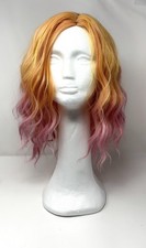 Synthetic Orange Pastel Pink highlights hair wig Cosplay Wavy