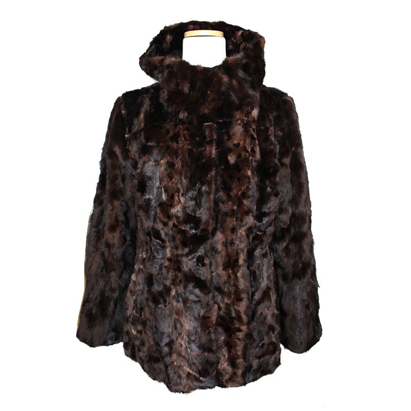 Giacca collo visone marrone intenso altra marca 44 125515931