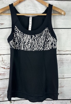EUC Lululemon Ta Ta Topper Pretty Palm Black Angel Wing Tank Top Size 8