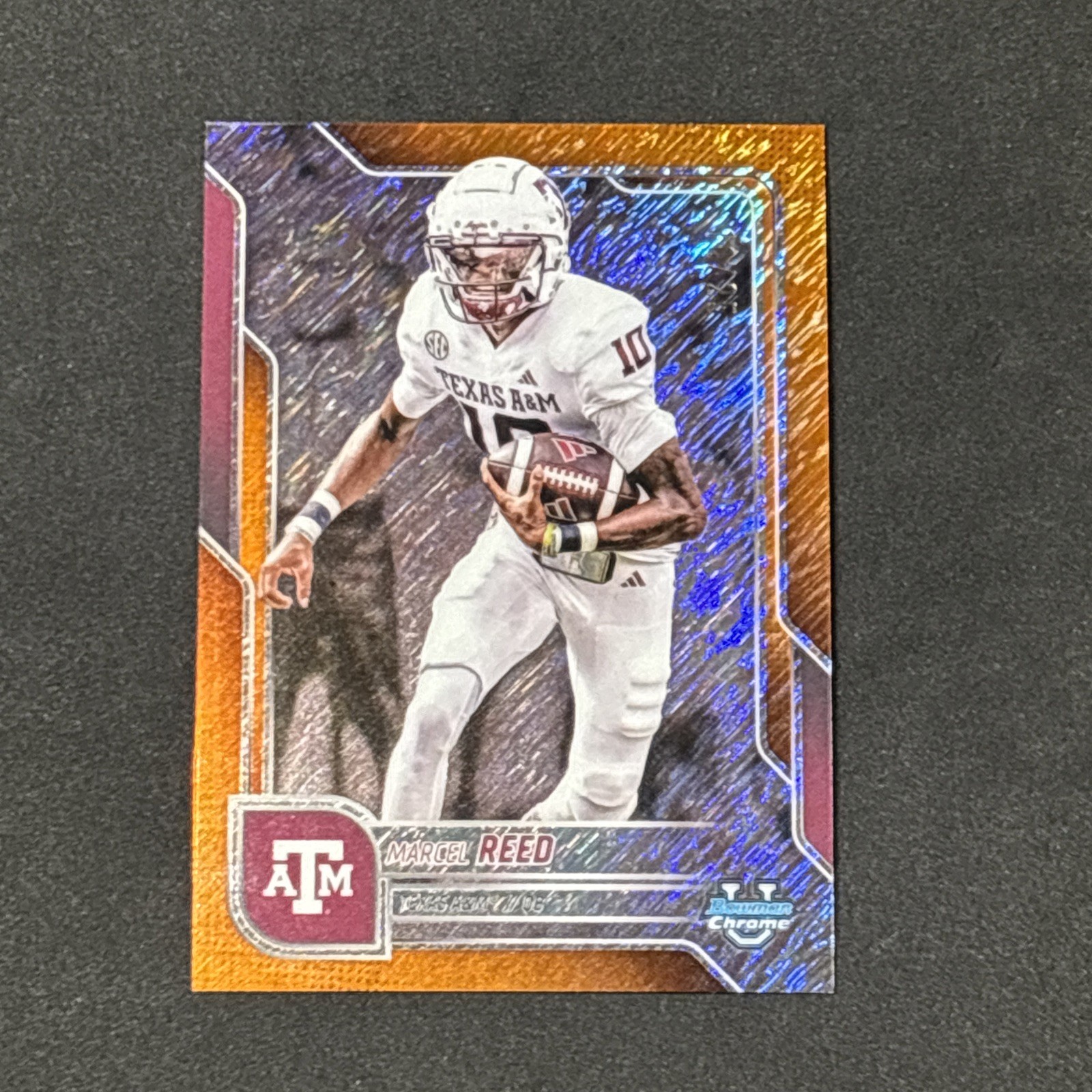 2025 Bowman Chrome U Marcel Reed /25 Orange Shimmer #133 Texas A&M