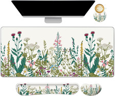 Desk Mat Pad, Gaming Mouse Pad Wrist Support Set, 4 In1 Non-Slip XXL Large Mouse