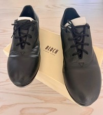 Ladies 12 M 11.5 Bloch lace up Audeo Tap Shoes Black Leather Upper excell cond