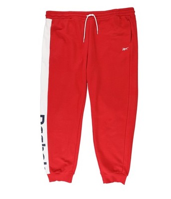 Reebok Linear Logo French Terry Casual Pants Red 2X (18-20W)