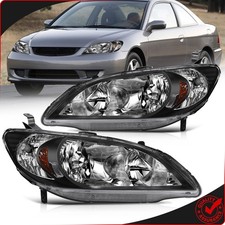 Front For Honda Civic 2004-2005 Headlights Assembly Pair Black Housing Headlamp