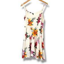 New Old Navy Cream Tropical Floral Smocked Cami Dress Women's Size Medium