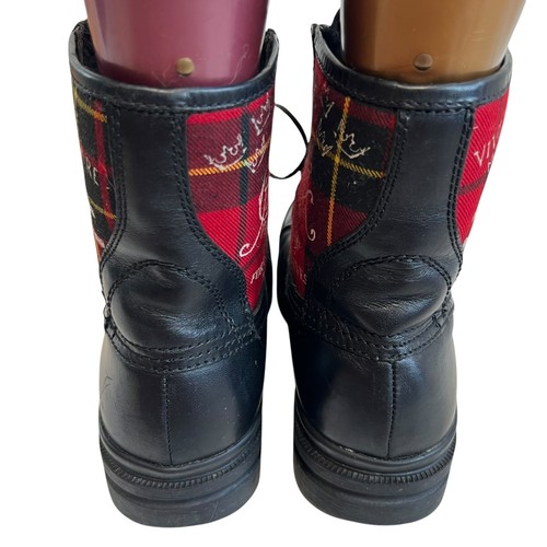 Polo Ralph Lauren boots US mens 7 Udel Forty Thieves black leather red plaid - Picture 4 of 12