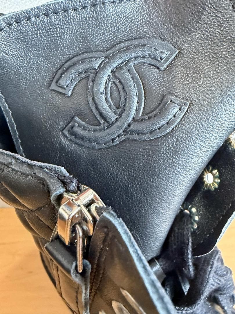 CHANEL leather Boots Shoes Women Size 40 COCO MARK Matelasse Quilting Genuine thumbnail 17