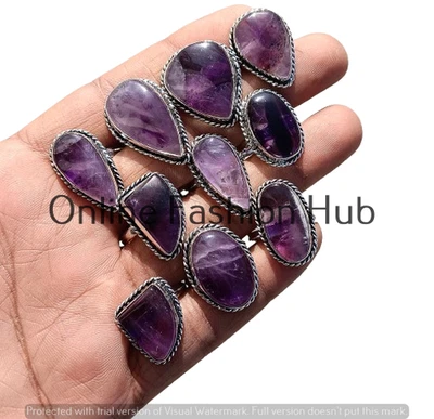Lot de bagues plaquées argent sterling 925 pierre précieuse améthyste violett... - Photo 1/4