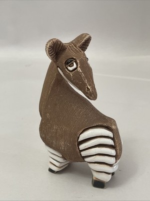 VTG/RET 1970's Artesania Rinconada Handcarved Clay Okapi Figurine From Uruguay