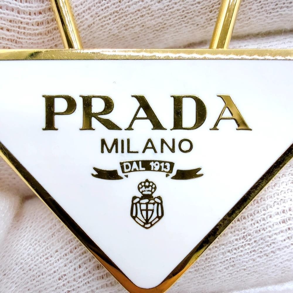 Prada Triangle Plate Keychain Key Ring 1PS063 GP … - image 2