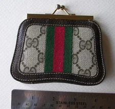 Vintage GUCCI GG Coin Purse Kisslock 4.5" Accessory Collection