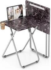 Folding TV Tray Table with Cup Holder, TV Dinner Table with Sturdy MDF Top