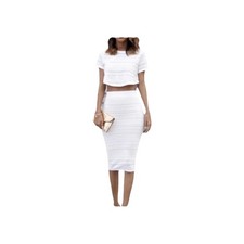 torn by ronny kobo white set Small Crop Top Skirt medium Knit Alexander McQueen