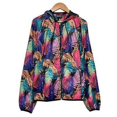 EA7 EMPORIO ARMANI Botanical Pattern Jacket Hoodie, XS Multicolor Women USED