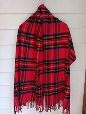 Scottish Highlands, Red Tartan, Cashmere Blend Wrap Shawl