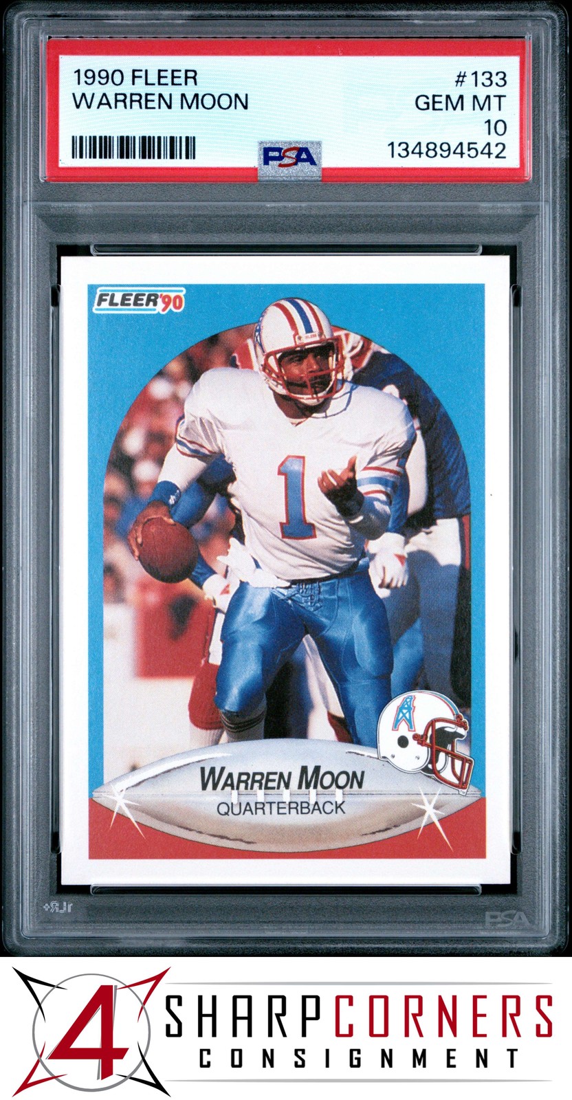 1990 FLEER #133 WARREN MOON OILERS HOF PSA 10